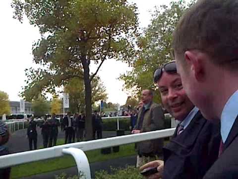 Frankel's jockey Tom Queally shows off his tight s...