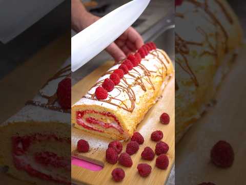 Бисквитный рулет с малиной 🍓