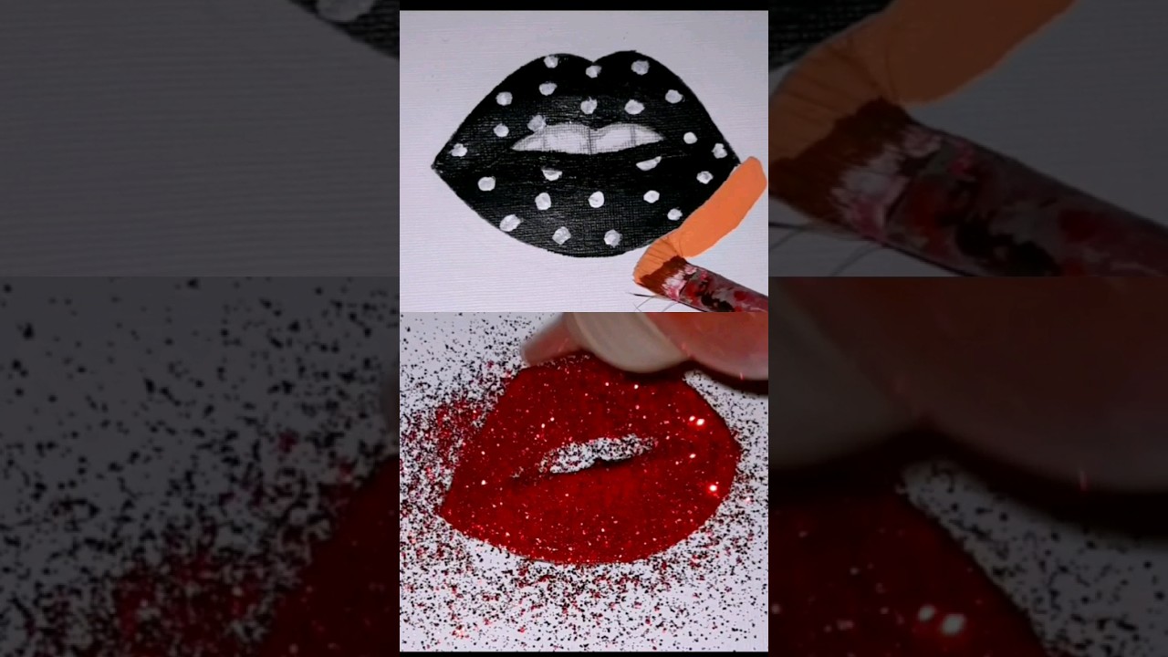 glitter or acrylic ? 🙄 satisfying lips art video 