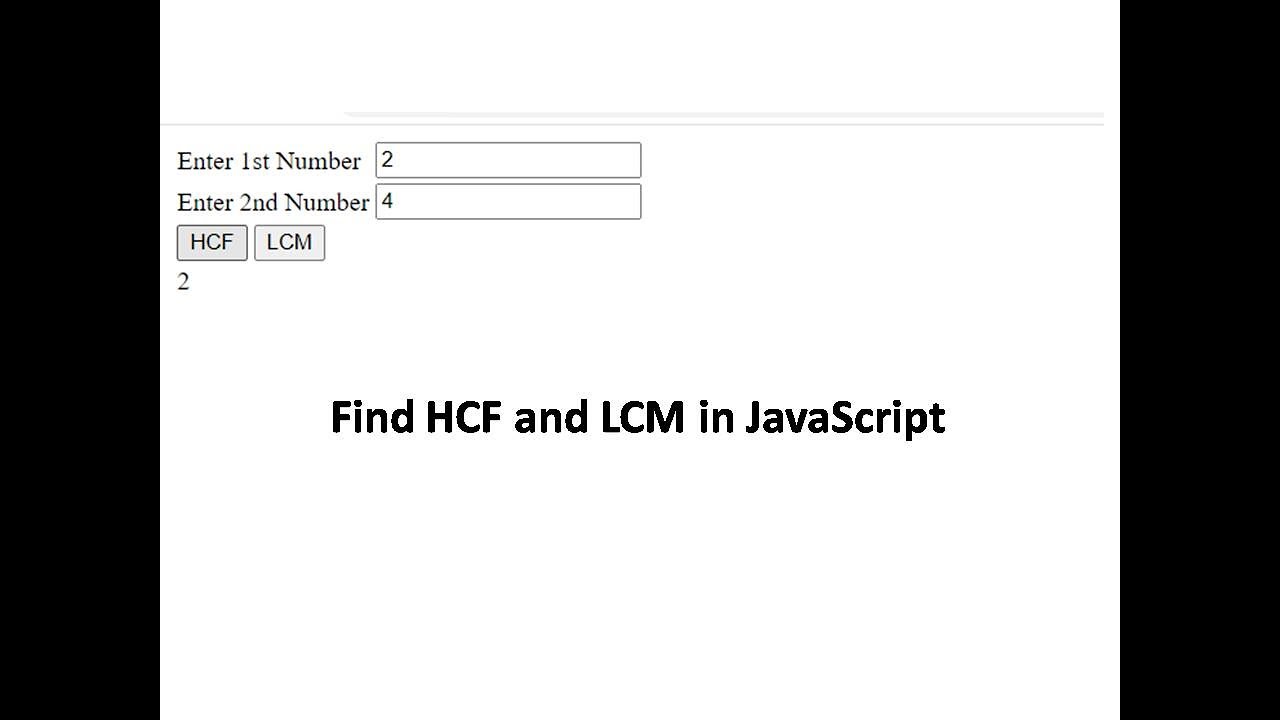 HCF and LCM Finder in Javascript - YouTube
