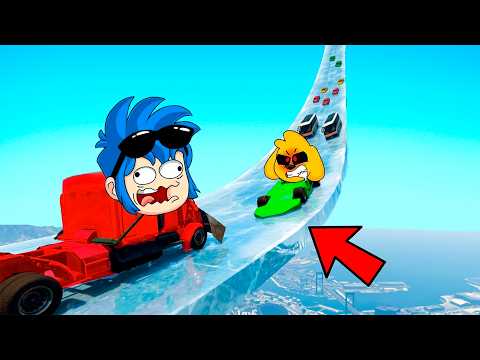 IMPOSSIBLE CHALLENGE: SURVIVE the MEGA ICE RAMP in GTA 5 😂🥶
