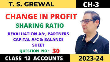 CHANGE IN PROFIT SHARING RATIO T.S.Grewal Ch-3 Que -30(Revaluation, partners capital, Balance Sheet
