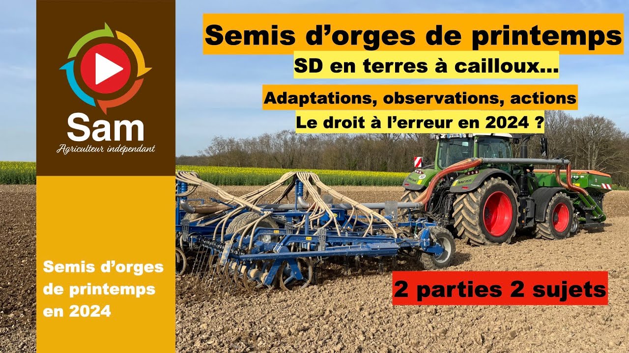 Semis direct d'orges de printemps en terres à cailloux. Adaptations et droit à l'erreur.