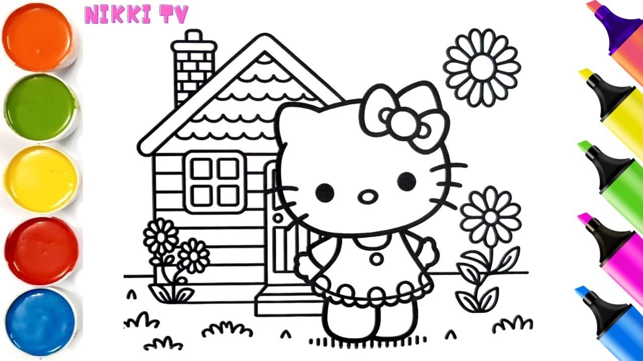 Hello Kitty and House Easy and Beautiful drawing easy with
