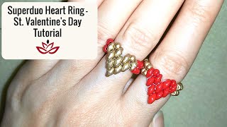 Superduo Heart Ring - St. Valentine's Day Tutorial. How to make heart ring?