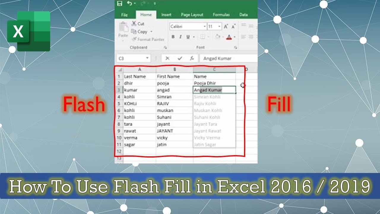 how to do the flash fill on mac 2016