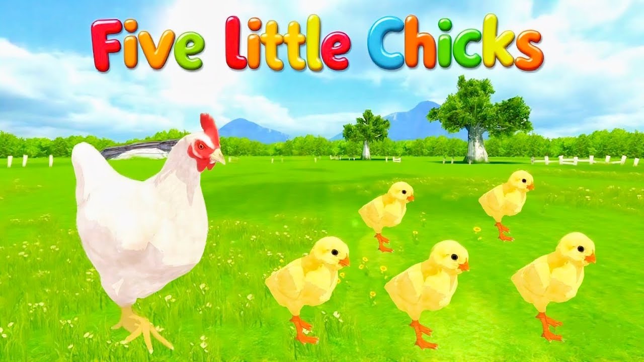 Five Little Chicks | Cute Baby Chicken Song for Kids | Nursery Rhyme 3D ...