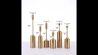 6 PCs Gold Metal Pillar Candle Holders Open Box