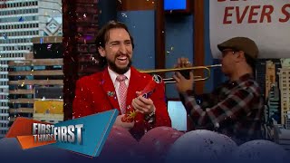 Nick celebrates the Chiefs Super Bowl LVII win in grand fashion! | FIRST THINGS FIRST