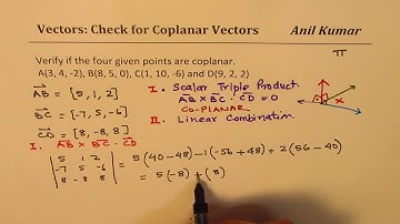 Hindi How to Show the Four Points are Coplanar Triple Product or Linear Combination of Vectors