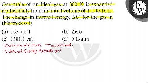 One mole of an ideal gas at \( 300 \mathrm{~K} \) is expanded isothermally from an initial volum...