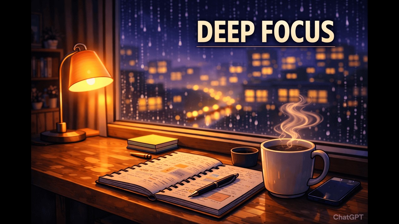 Deep Focus Rain 🌧 Soft Guitar LoFi for Study & Relax (1.30 Hour)