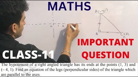 The hypotenuse of a right angled triangle has its ends at the points (1,3) and (-4,1). Find an eq...