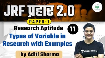 NTA UGC NET 2021 | Research Aptitude by Aditi Sharma | Types of Variable in Research with Examples