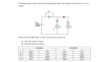 Diodes and bulbs question when switch is open and closed
