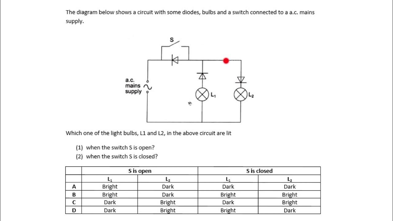 Diodes and bulbs question when switch is open and closed YouTube