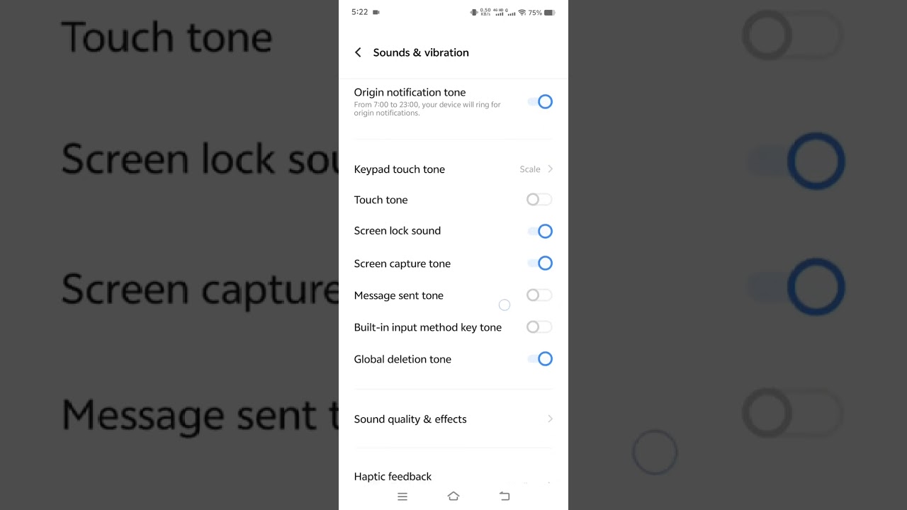 How to enable haptic feedback for system navigation.