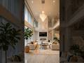Ultra Luxury Double Height Living Room Marble Wall &amp; Modern Chandelier #shorts #luxuryhome #interior