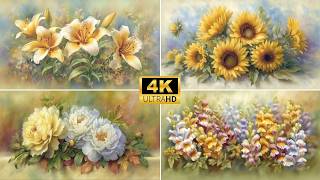 Floral Collection: Lilies, Peonies, Sunflowers & Snapdragons | Frame TV Art | 2 Hours | 4K