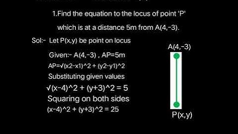 Find the equation to the locus of point P which is at a distance 5 from A(4,-3)