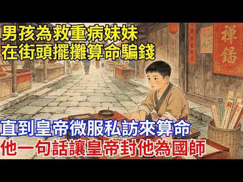 男孩為救重病妹妹，在街頭擺攤算命騙錢，直到皇帝微服私訪來算命，他一句話讓皇帝封他為國師#民間故事#傳統故事#故事頻道#聽書#睡前故事#情感