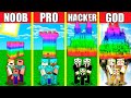 Minecraft Battle: RAINBOW CASTLE HOUSE BUILD CHALLENGE - NOOB vs PRO vs HACKER vs GOD / Animation