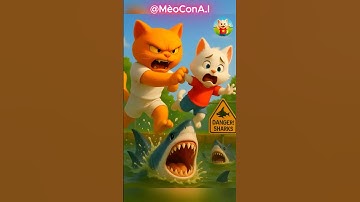 Mèo con bị cá mập cắn và cái kết #shorts #cat #ai #meow #meo