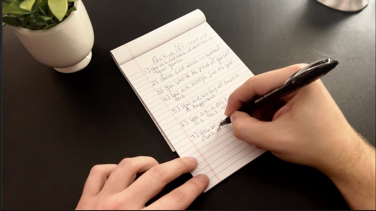 ASMR Close-Up Whispered Positive Affirmations | Handwriting & Notepad Paper Sounds for Relaxation