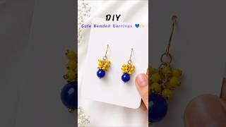 DIY Cute Blue & Yellow Beaded Earrings 💙✨