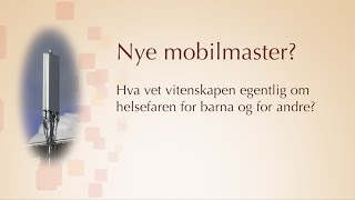 Nye mobilmaster? Hva vet vitenskapen egentlig om helsefaren for barna og for andre?
Hvor reell er faren for helseskader fra basestasjoner og mobiltelefoni? Dette blir mer og mer aktuelt: den elektromagentiske strålingen vi utsetter oss for i hverdagen har økt til rundt 500.000.000.000 ganger det den var for 200 år siden. Er det et problem? Europarådet ønsker strakstiltak, og det gjør mange forskere også.
Telenor og Utdanningsetaten i Oslo v/ Undervisningsbygg KF planlegger å sette opp en mobilmast og basestasjoner på Bygdøy skole i juli 2015.
Det har ført til flere folkemøter om saken - i siste liten. Dette foredraget er fra et åpent møte på Bygdøy skole den 25. juni 2015. Temaet var Hva vet vitenskapen egentlig om helsevirkningene?. Foredragsholder var Einar Flydal, nå pensjonist, men med nær 40 år i IKT-bransjen bak seg. Han har bl.a. arbeidet som forsker og seniorrådgiver i Telenors konsernstab og som univ.lektor ved NTNU innen telematikk. Han er samfunnsviter fra et IKT-miljø, og er vant til å samle trådene og skape oversikt over store fagfelt og store tidsrom.
Foredraget har detaljer nok for de fleste, men kanskje ikke for forskere og medisinere. Noen referanser gis på foiler. For fler detaljer og vitenskapelige referanser vises underveis til hans bloggposter på einarflydal.com.
Foredraget er også tilgjengelig på DVD. Se info sist i videoen. Nye mobilmaster? Hva vet vitenskapen egentlig om helsefaren for barna og for andre?