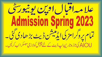 aiou spring admission 2023 admission date extended,aiou matric,fa admission