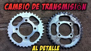 CAMBIO DE TRANSMISION  de MOTO 110 125 200✅kit de arrastre mayor VELOCIDAD ✅