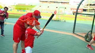 Mike Trout spends time with one of his biggest fans