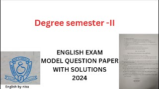 Degree 1st year II semester English PAPER PATTERN WITH SOLUSION|| Osmania University