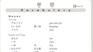 Genki textbook lesson 4 Grammar, vocabulary and conversation