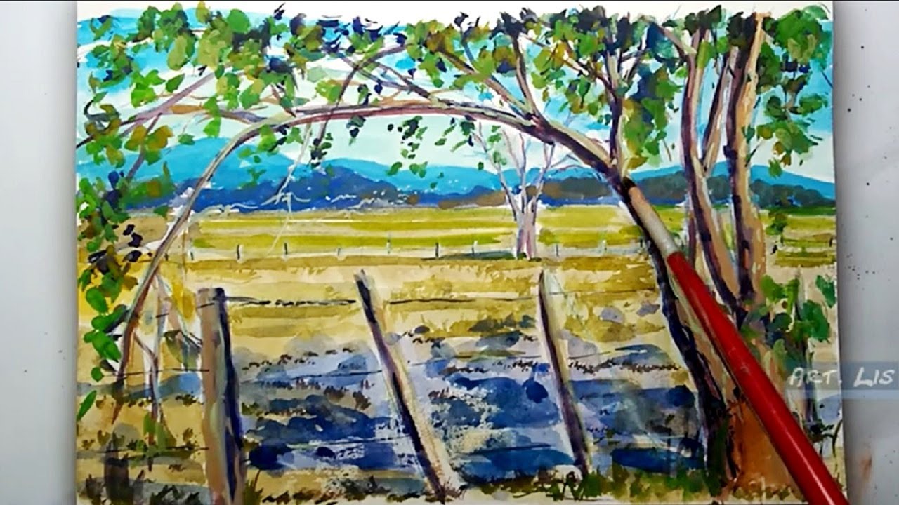 Amoreira - Paisagem com tinta guache! - YouTube