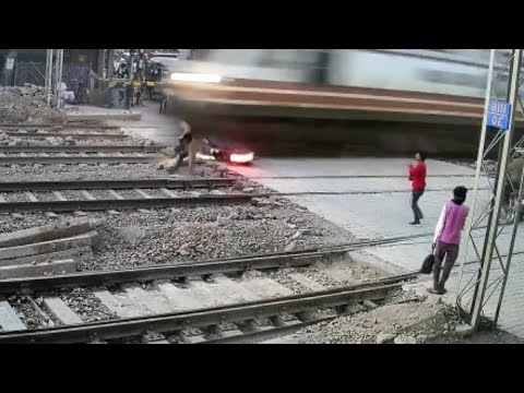 Dangerous accident at railway crossing  please subscribe subtitles available in caption