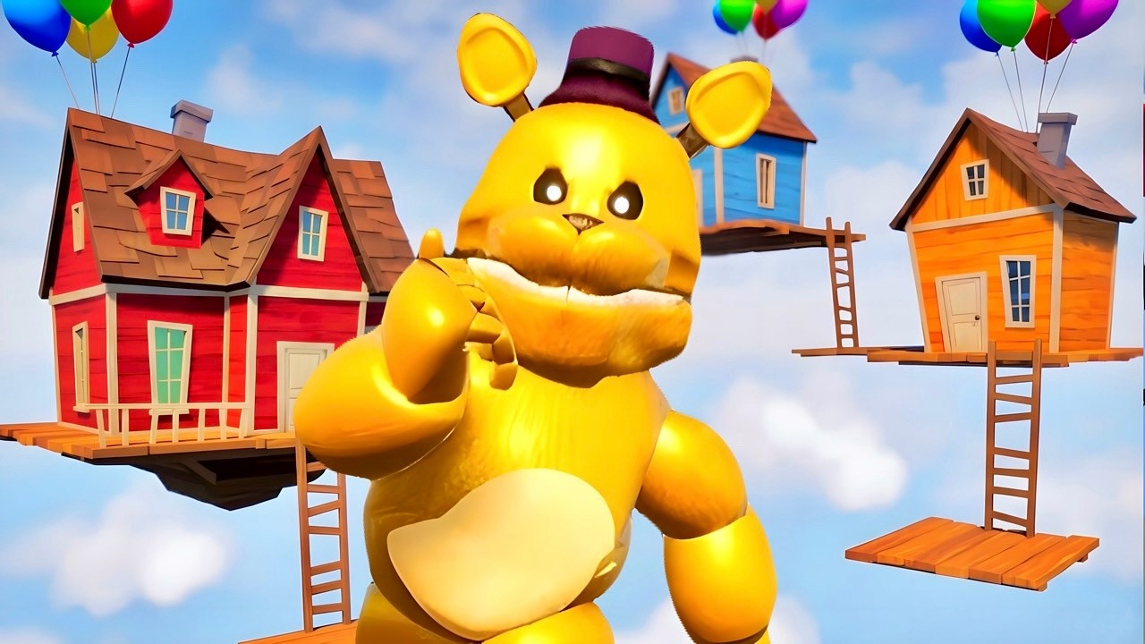 FAST FREDBEAR PERO SU CASA ES EN EL CIELO (HELLO NEIGHBOR MOD)
