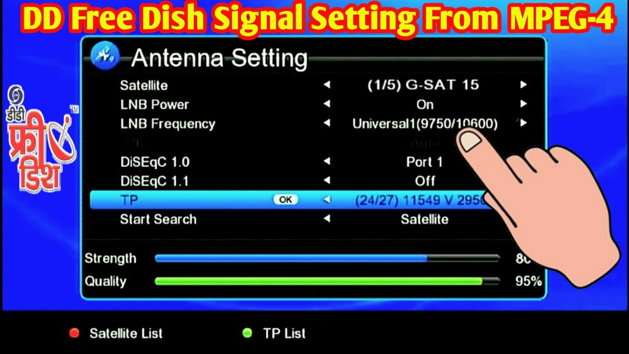 Dd free dish mpeg 4 frequency setting