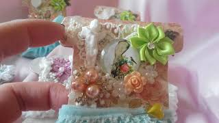 DT Project Sept box Heavenly Cherubs box Altered Shabby Chic bobbin spools
