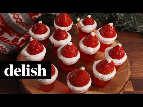 how-to-make-santa-hat-jell-o-shots-|-recipes-|-delish