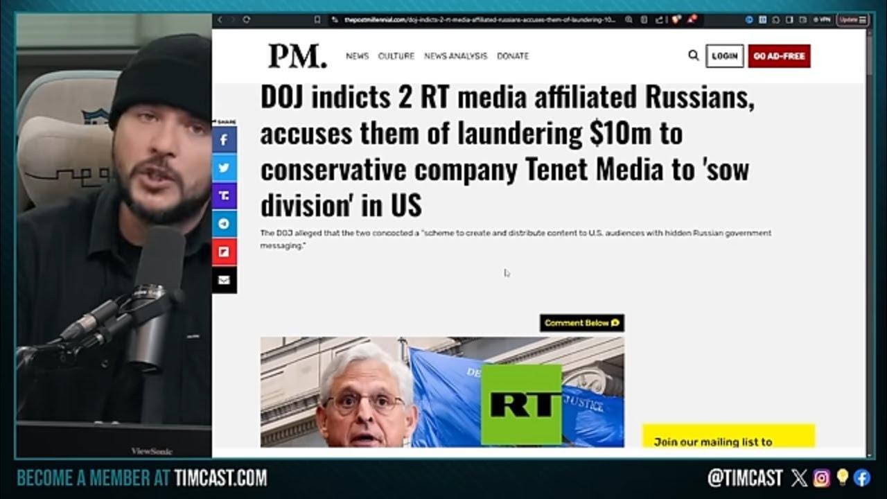 DOJ Indicts Russians Over Funding Tenet Media Scheme, Tim Pool Listed As Victim