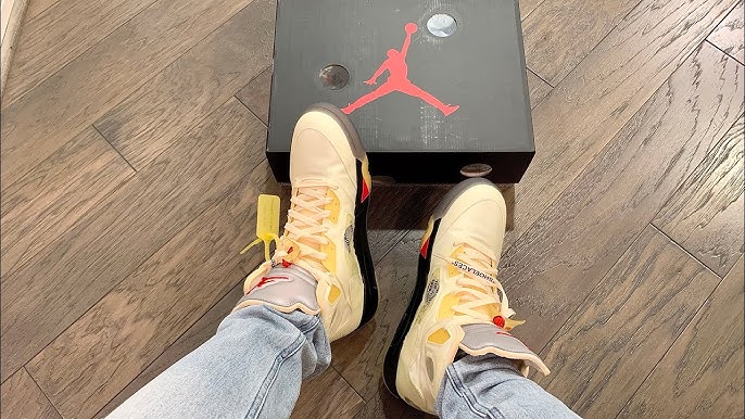 Here's Your Best On-Foot Look at the Off-White™ x Air Jordan 5 Sail -  KLEKT Blog