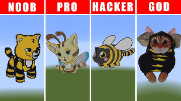 PIXEL ART NOOB VS PRO VS HACKER VS GOD CAT BEE IN MINECRAFT
