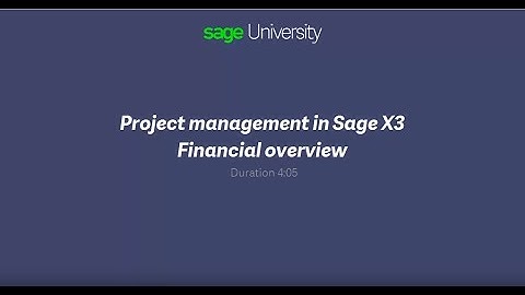 Sage X3 - PJM - Financial overview - V11 2017