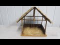 Como fazer uma Casinha para presépio com Canudos de Jornal  crib house cabaña de navidad #artesanato