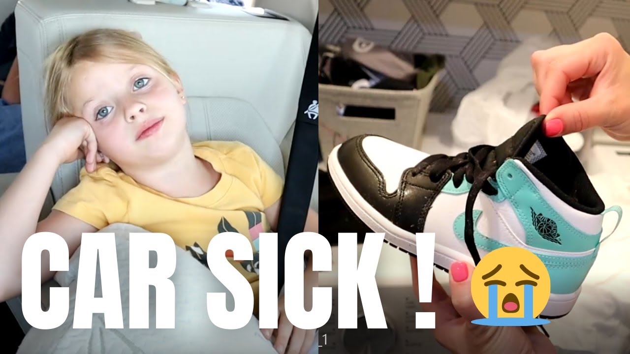 Восьмилетнего ребёнка укачало в машине | Рвота в новеньких кроссовках Air Jordan😩