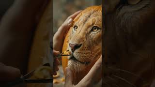 🦁🎃 Turning a pumpkin into a ROARING masterpiece! 🔥From simple carving to an incredible 3D lion! 🤯✨