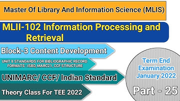 MLII 102 UNIT 8 STANDARDS FOR BIBLIOGRAPHIC RECORD FORMATS: ISBD, MARC21, CCF | Block 2 | Lecture 25