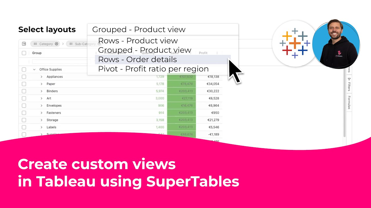 Create Custom Views in Tableau Using SuperTables - YouTube